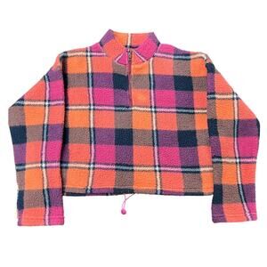 American Eagle Multicolor Sherpa 1/4 Zip Long Sleeve Sweater, Size XS